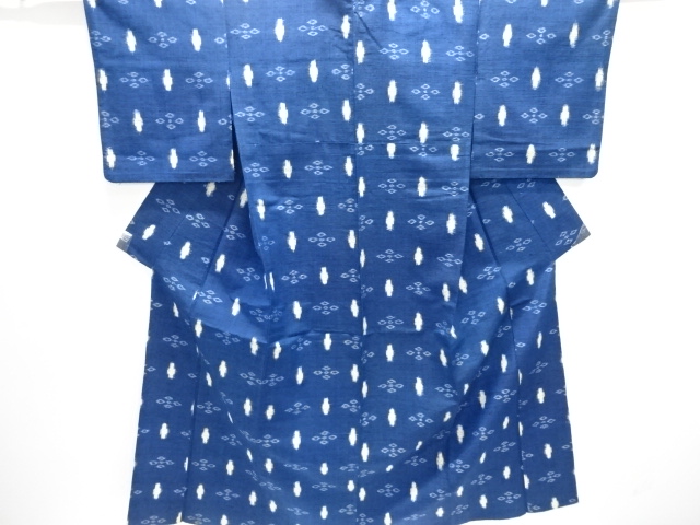 JAPANESE KIMONO / ANTIQUE HITOE KIMONO / SILK / TSUMUGI / WOVEN RHOMBUS